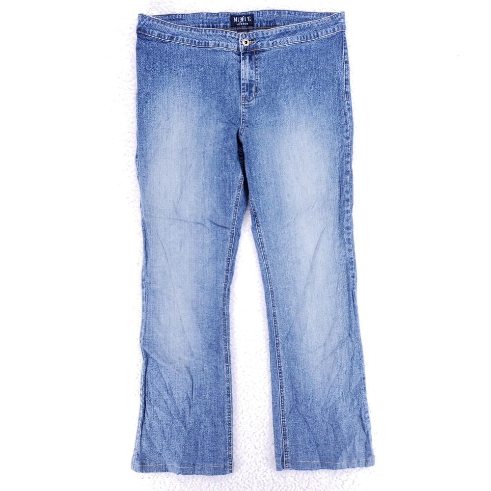 Mixit Jeans Denim Cotton Womens SZ 16 Blue Straight Stretch VTG Mid Rise Slim